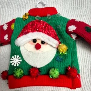 Christmas Ugly Sweater 2018 Ornament With Santa Face Size: 4"